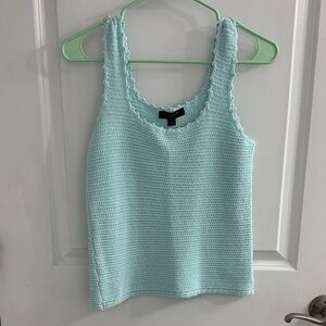 Ann Taylor Light Blue Crochet Tank Top